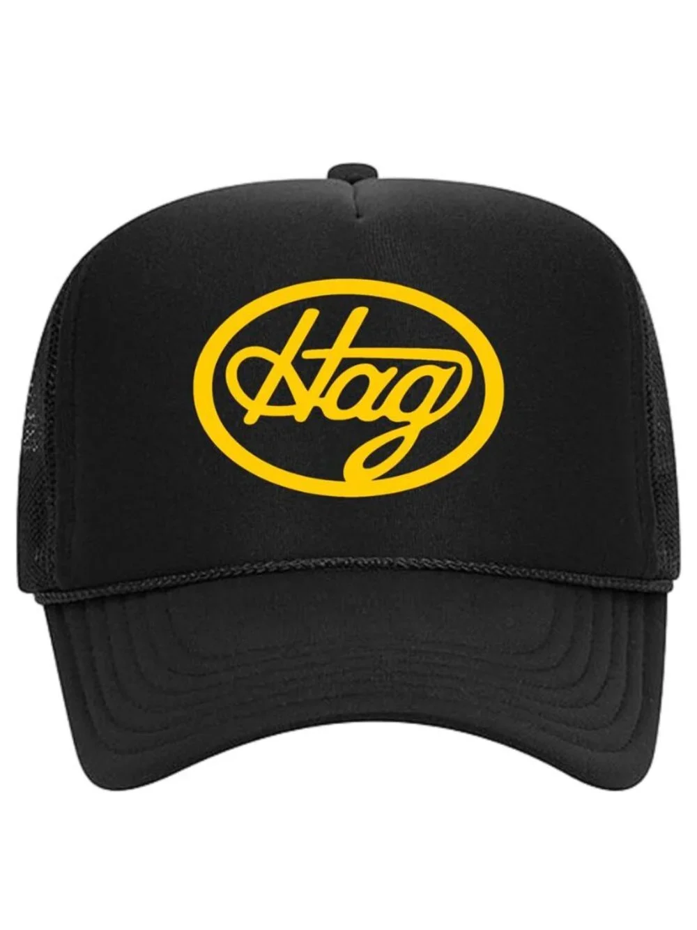 Retro Hag Outlaw Country Music Foam Trucker Hat Black Yellow Snapback Cap 80s